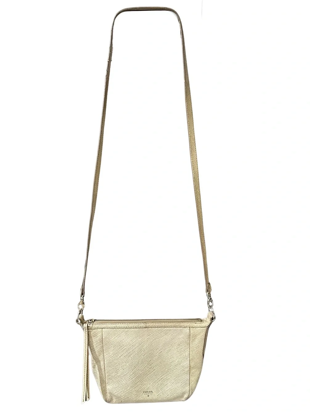 Fossil Handbag Sydney Gold Metallic Crossbody Small Zip Closure Purse